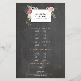 Vintage moderne Blumenmotive im Chalkboard-Designe Flyer