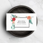 Vintage moderne Blumenmotive im White Designer Visitenkarte<br><div class="desc">Ihr Name oder Firmenname ist elegant gerahmt mit einem Vintagen Blumenmotiv in modernem Stil. Dieses Design ist Teil einer Reihe von aufeinander abgestimmten Bürobedarf. In unserem Shop finden Sie alles,  was Sie benötigen: zazzle.com/1201am. Für Designanfragen oder Fragen wenden Sie sich bitte an uns unter www.1201am.com. © 1201AM CREATIVE</div>