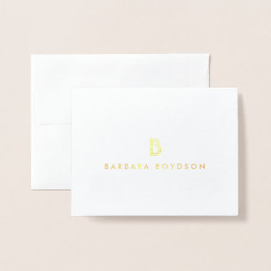 Vintage moderne goldene Initialen Monogramm-Karte Folienkarte