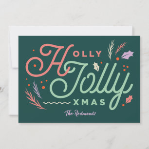 Vintage moderne grüne Weihnachtskarte Feiertagskarte