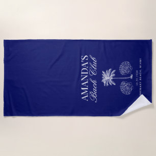 Vintage Moderne Navy-Strand-Junggesellinnen-Club M Strandtuch