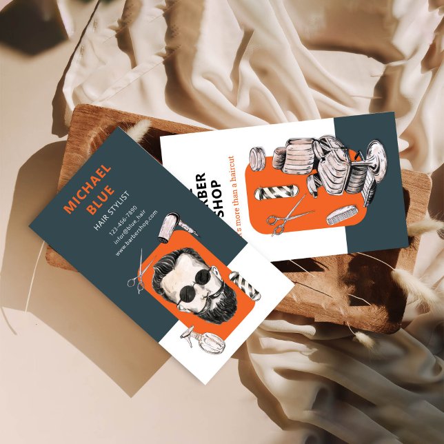 Vintage moderne Orange Hair Business Card Rabattkarte (Von Creator hochgeladen)