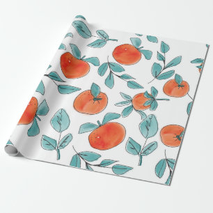 Vintage, moderne Orangen Frucht handgezeichnet Ill Geschenkpapier