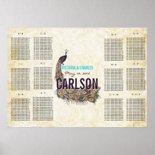 Vintage Moderne Pfau Sitzordnung Poster