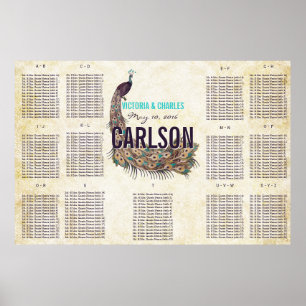 Vintage moderne Pfauensitzkarte Poster