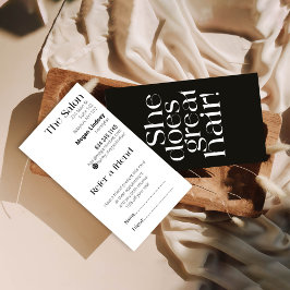 Vintage, moderne Schwarz-Weiß-Frisur-Visitenkarte Rabattkarte