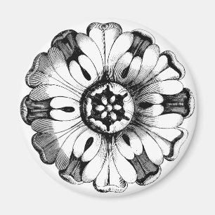 Vintage moderner Blumenmedaillon Magnet