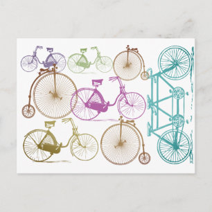 Vintage Modernes Fahrrad Helle Farbe Neon-Muster Postkarte