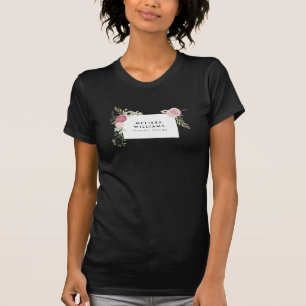 Vintage modernes florales Motiv auf dunklem T-Shir T-Shirt