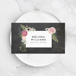 Vintage modernes florales Motiv auf einer Tafel De Visitenkarte