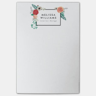 Vintage modernes florales Motiv Post-it Klebezettel
