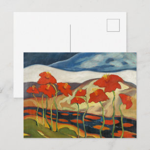 Vintage modernistische rote Mohnblumen surrealisti Postkarte