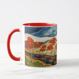 Vintage modernistische rote Mohnblumen surrealisti Tasse