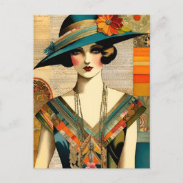 Vintage Modewomanerin Postkarte