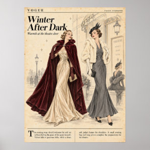 Vintage-Modezeitschriften-Seiten, Retro-Mode Poster