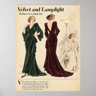 Vintage-Modezeitschriften-Seiten, Retro-Mode  Poster