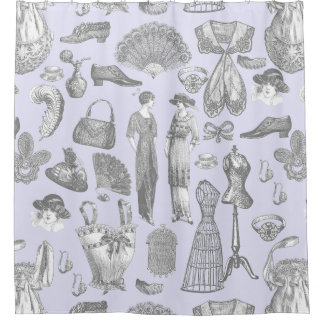 Vintage modische Damen lila Duschvorhang