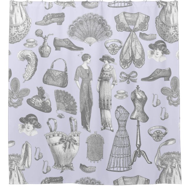 Vintage modische Damen lila Duschvorhang (Vorderseite)