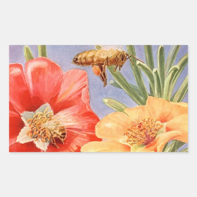 Vintage Mohn-Blume Honey Bee Pollen Stickers (Vorderseite)