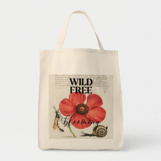 Vintage-Mohn-Blumen-Tasche für den Einkauf Tragetasche