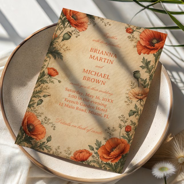 Vintage Mohn Botanical Einladung (Von Creator hochgeladen)