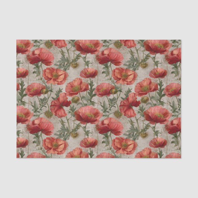 Vintage Mohn-Decoupage Seidenpapier (Vorderseite)