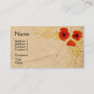 Vintage Mohn Geschäftskarte Visitenkarte