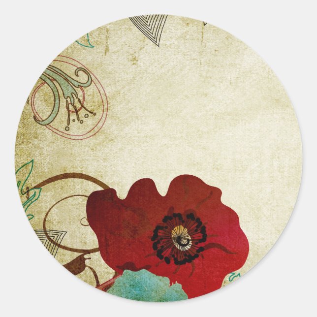 Vintage-Mohn Sticker (Vorderseite)