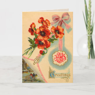Vintage-Mohn-Weihnachtskarte Feiertagskarte