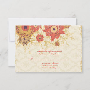 Vintage Mohnblume Blume Hochzeit RSVP Karte