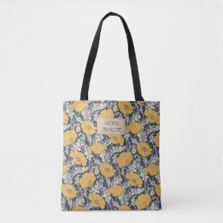 Vintage Mohnblume in Gelb Creme Navyblau, Ihr Name