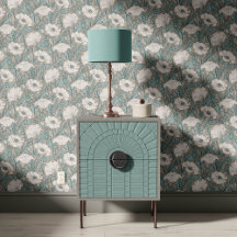 Vintage Mohnblume in Himmelblau-Grau