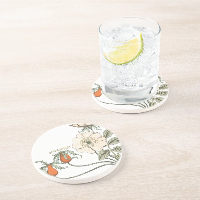 Vintage Mohnblumen-Blume Untersetzer (Seite)