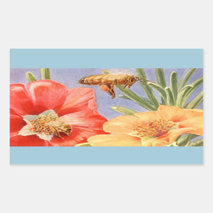 Vintage Mohnblumen Honigbiene Pollen Aufkleber