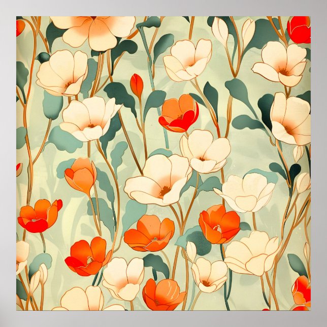 Vintage Mohnblüte Poster (Vorne)