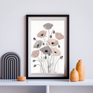 Vintage Mohnstrauß XI – Sanfte neutrale Botanik Poster