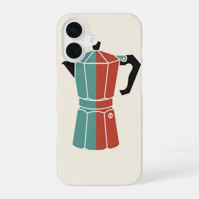 Vintage Moka Pot Icon iPhone 16 Hülle (Rückseite)