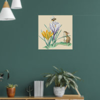 Vintage Molly Brett Natur Maus Krokus Biene