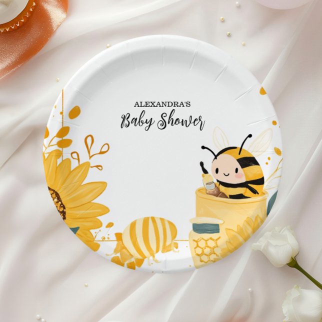 Vintage Mommy to Bee Wildblumen Kinderdusche Pappteller (Von Creator hochgeladen)