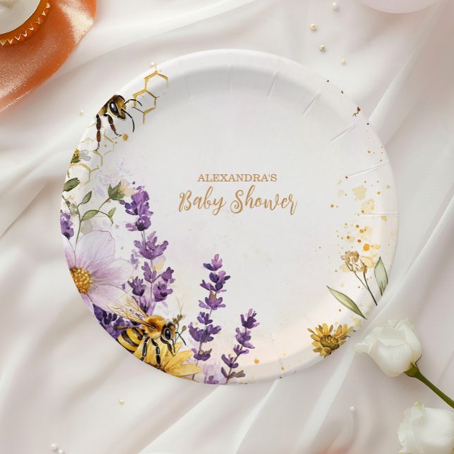 Vintage Mommy to Bee Wildblumen Kinderdusche Pappteller (Von Creator hochgeladen)