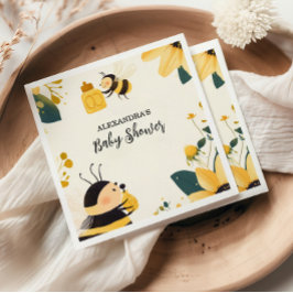 Vintage Mommy to Bee Yellow Floral Baby Dusche Serviette