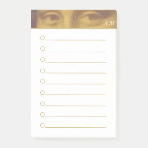 Vintage Mona Lisa Augen & Monogramm Lined Post-it Klebezettel