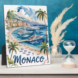 Vintage-Monaco-Aquarell Französische Riviera Reise Fotoplatte