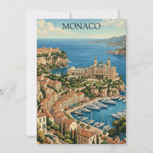 Vintage-Monaco-Blick auf das Casino an der Französ Karte