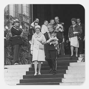 Vintage Monaco Fürst Albert und Fürstin Grace Quadratischer Aufkleber