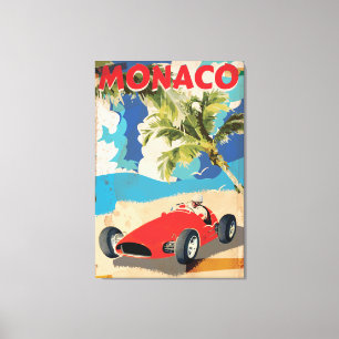VINTAGE MONACO RENNEN REISEPLAKAT LEINWANDDRUCK
