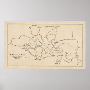 Vintage Monadnock-Wanderkarte (1910) Poster