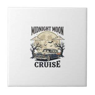 Vintage Mond Auto Gothic Klassiker Halloween Des Fliese