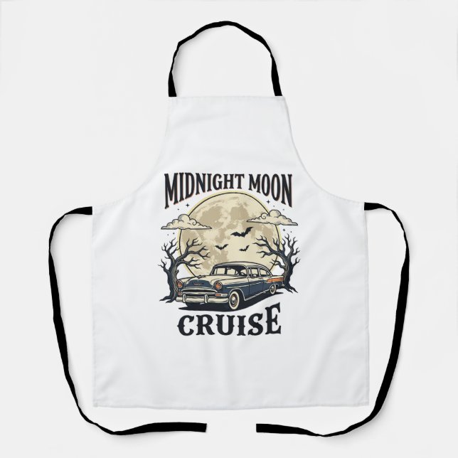 Vintage Mond Auto Gothic Klassiker Halloween Des Schürze (Vorderseite)