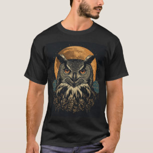 Vintage-Mond-Eule-T-Shirt T-Shirt